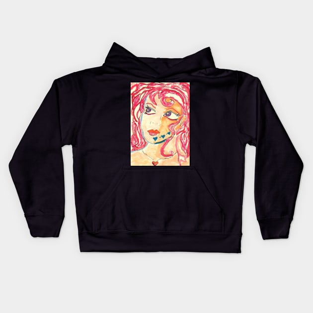 Princess woman girl tattoo face art Kids Hoodie by SamsArtworks